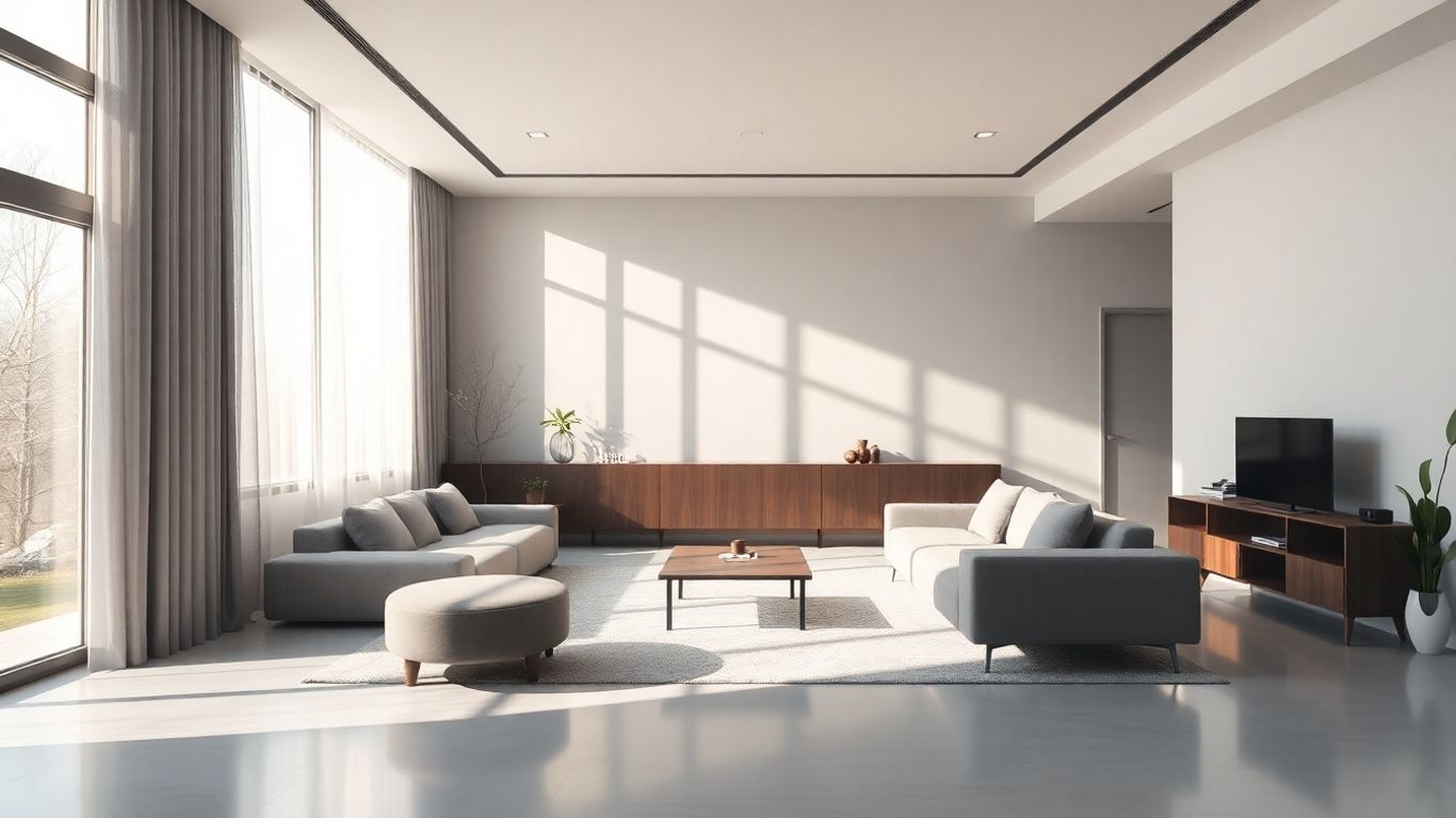 Modern interior design with natural light and technology integration.