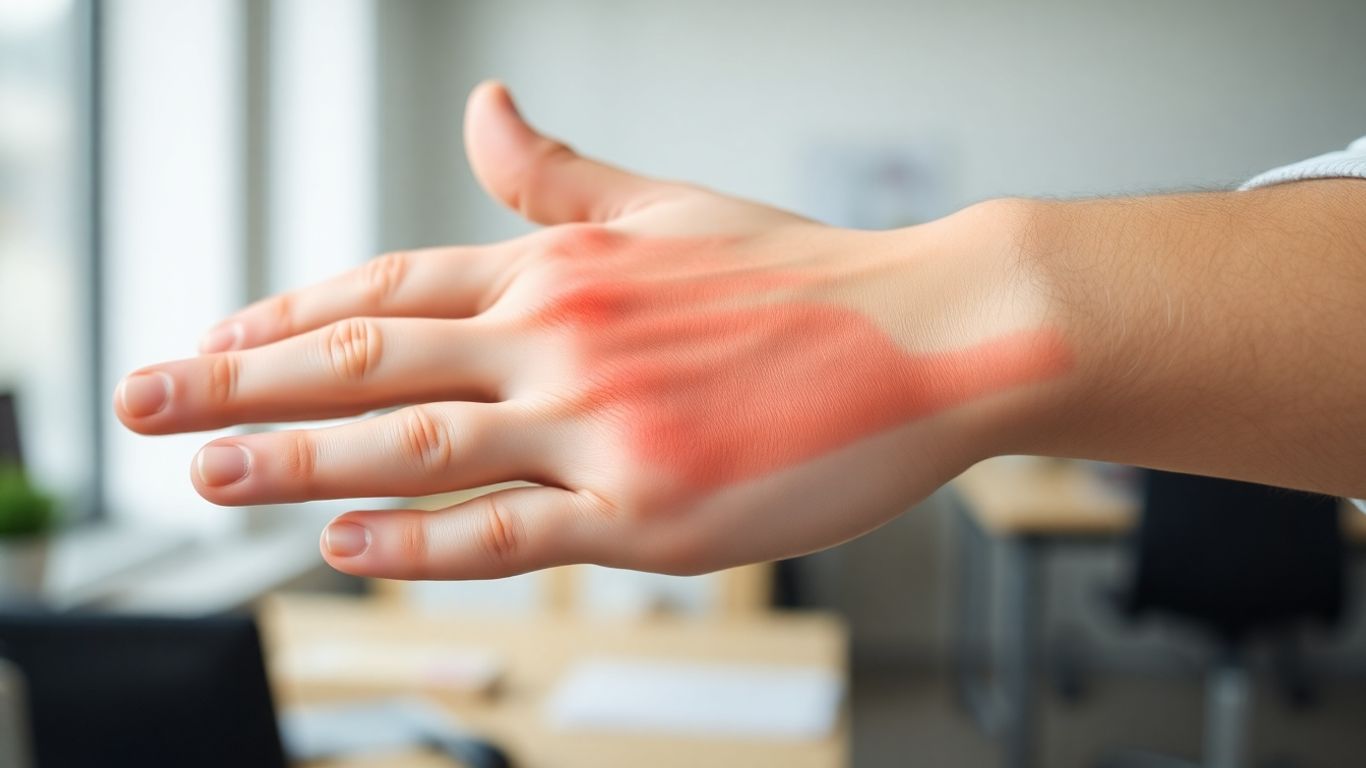 Hand with carpal tunnel discomfort, wrist pain