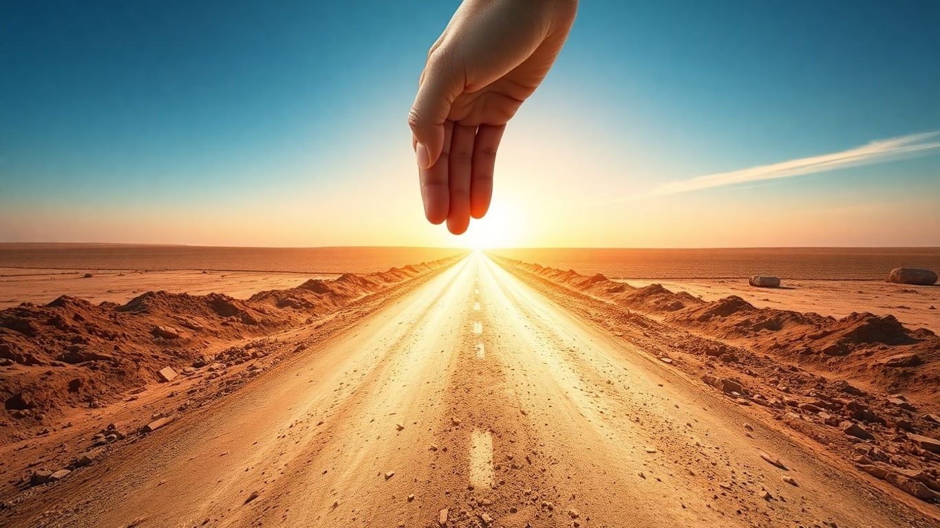 A split road, one path crumbling, the other bright.
