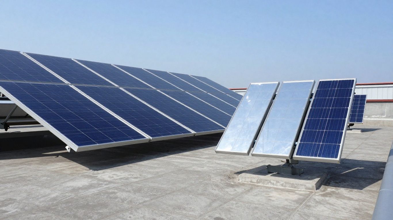 Panneaux solaires sur un toit, angle optimal, capture maximale.