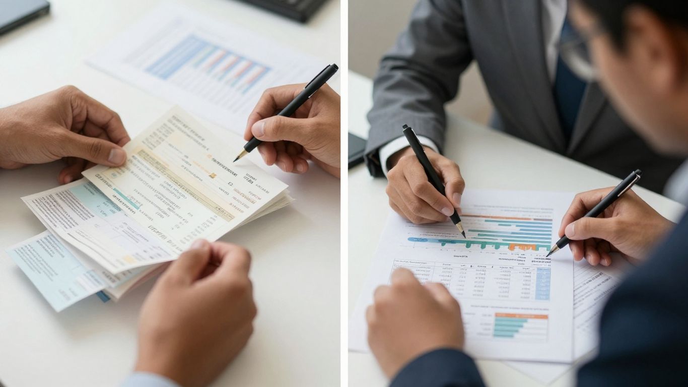Bookkeeping and accounting professionals working with financial data.