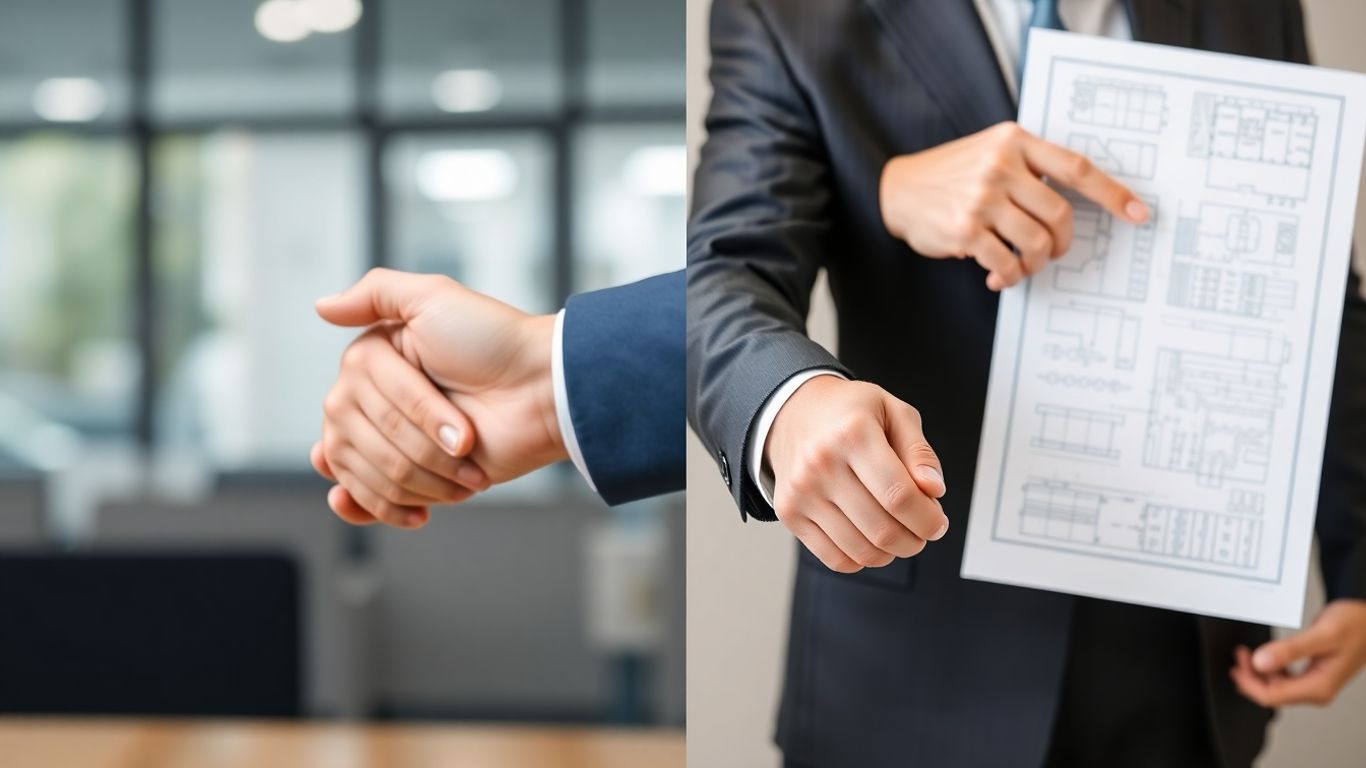 Broker and agent in professional settings.