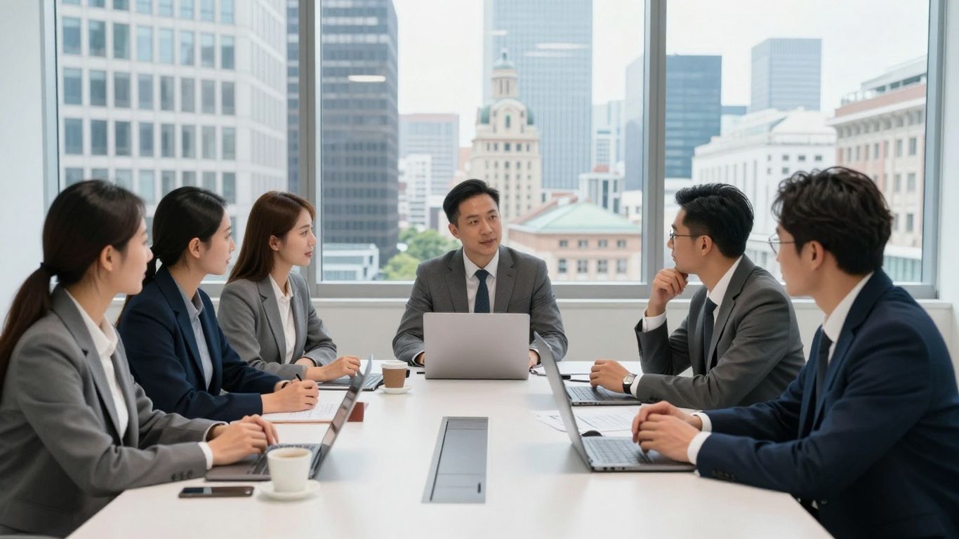 Geschäftsleute planen Expansion in einem europäischen Büro