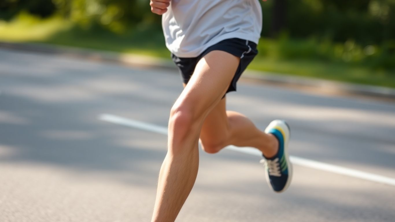 Runner maintaining pace on a road