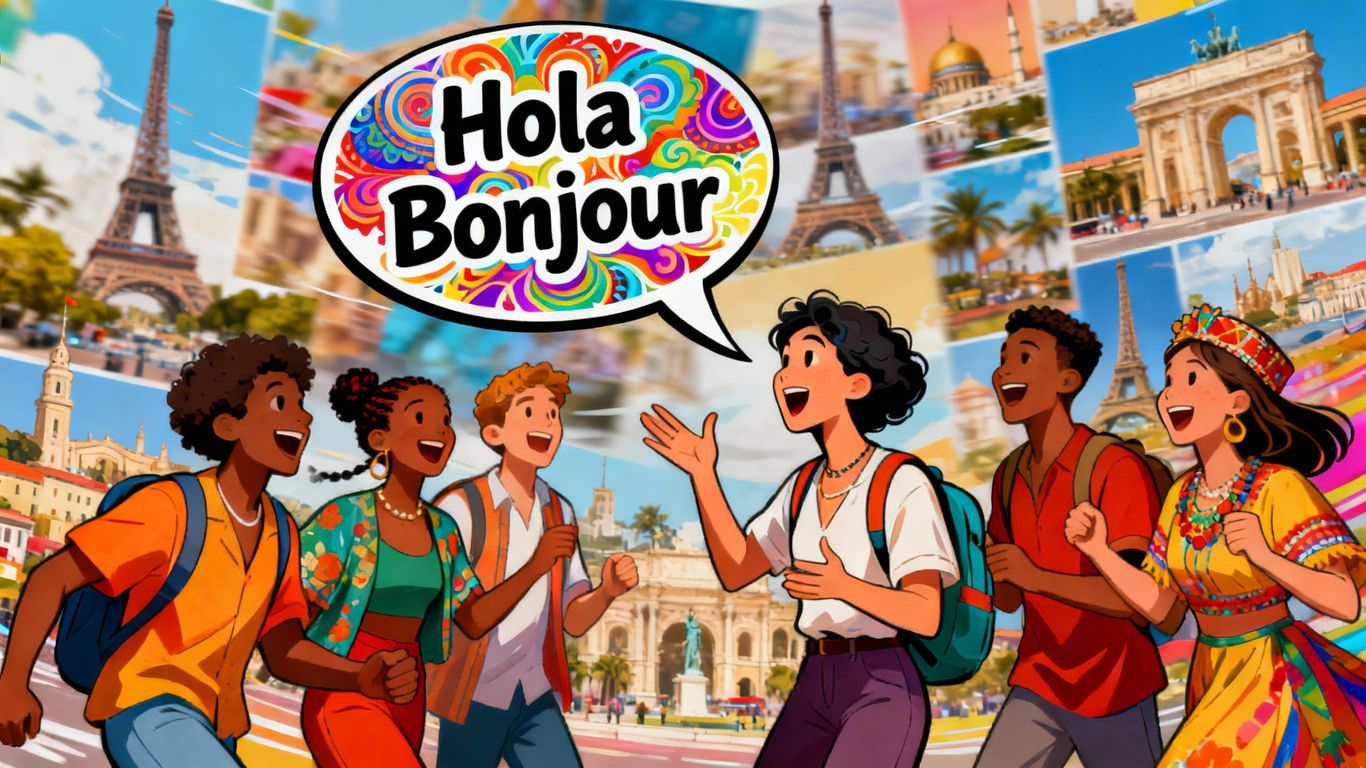 People communicating with diverse greetings.