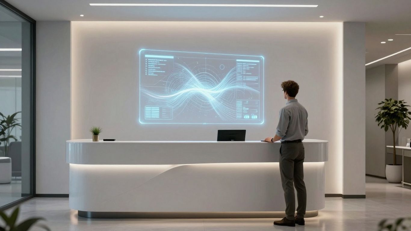 AI receptionist interface in a modern clinic