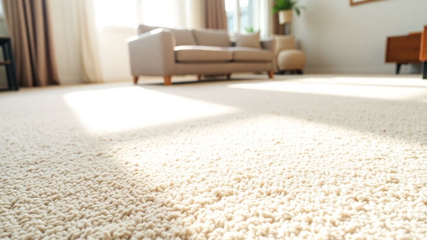 Clean carpet in a bright Airbnb living room.