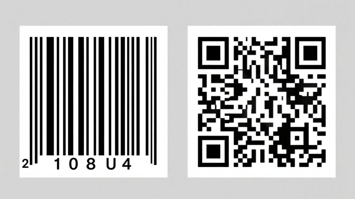 Barcodes and QR codes side-by-side comparison.