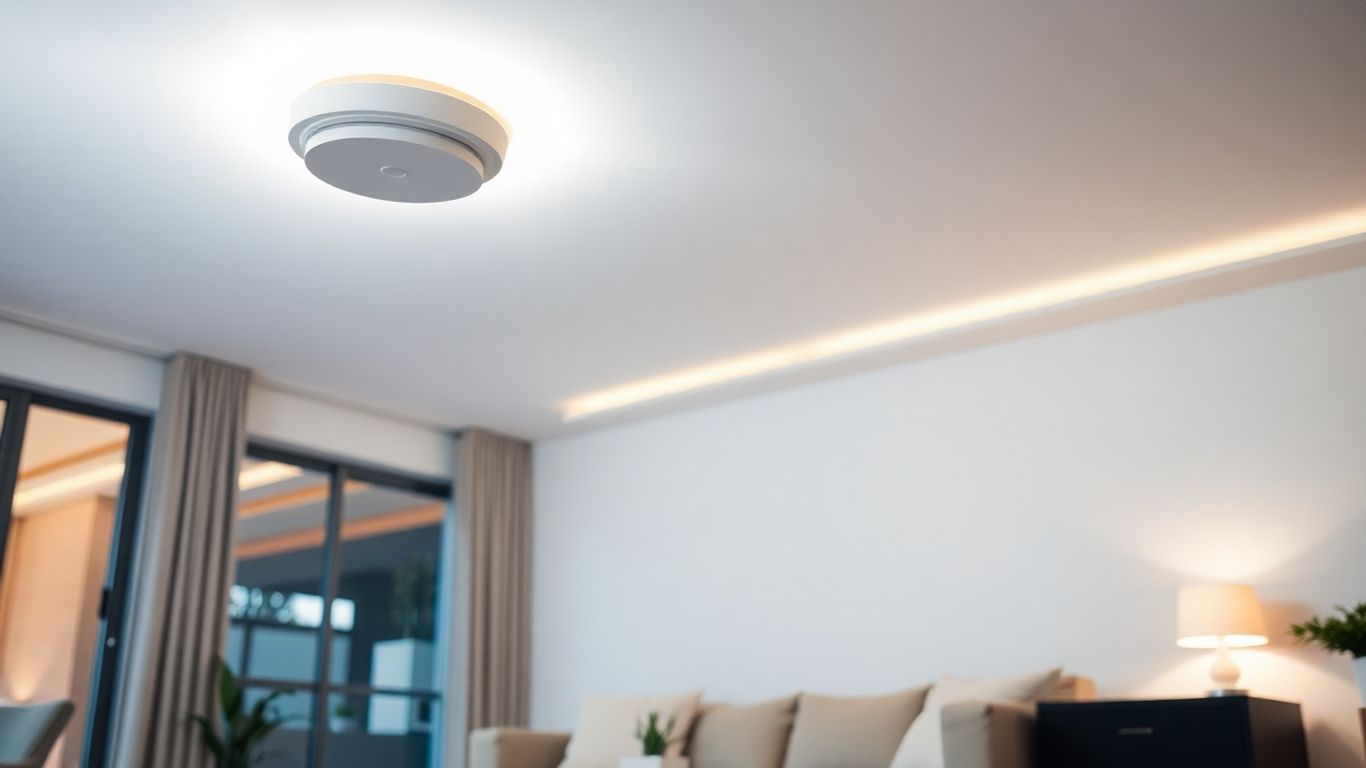 Motion sensor ceiling light in a modern living room.