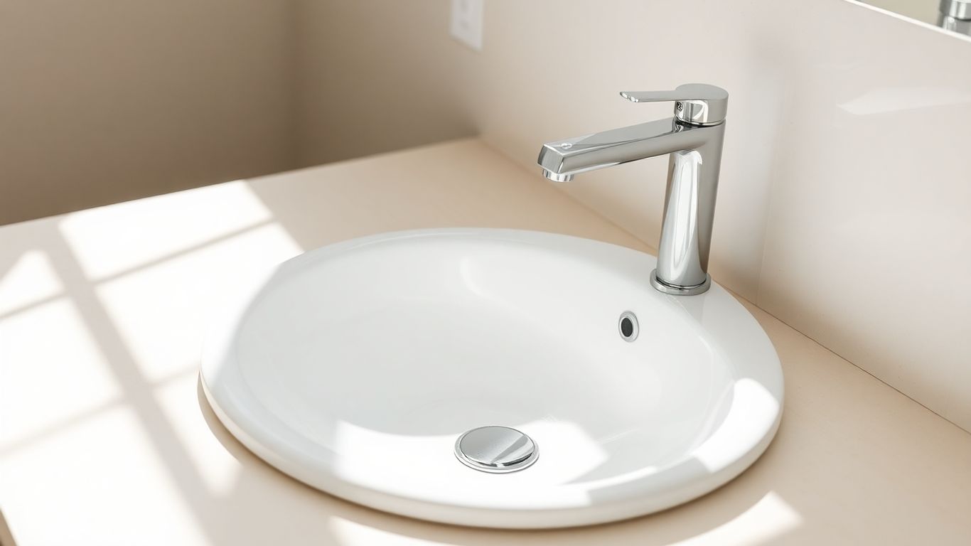 White ceramic wash basin with chrome faucet.