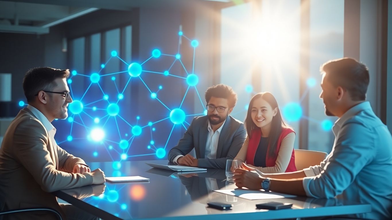 Team collaborating on blockchain solutions