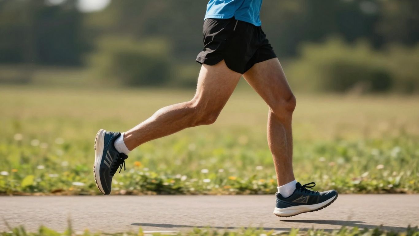 Alergător pe un traseu, concentrat pe tehnică și echipament.