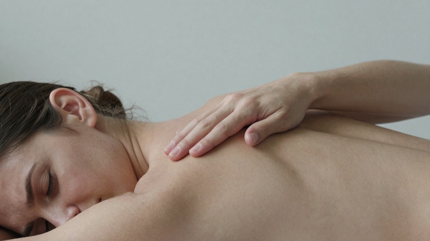 Person experiencing lower back pain.