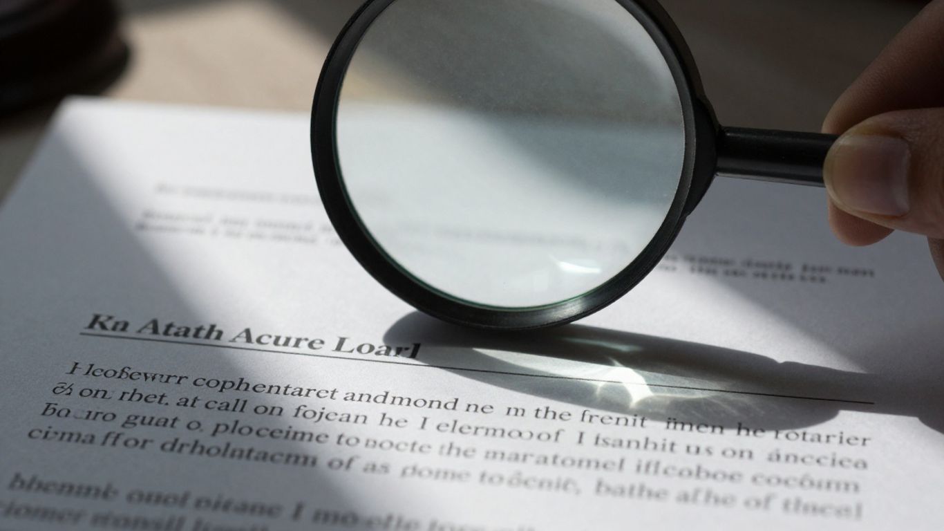 Policy document with magnifying glass over text.