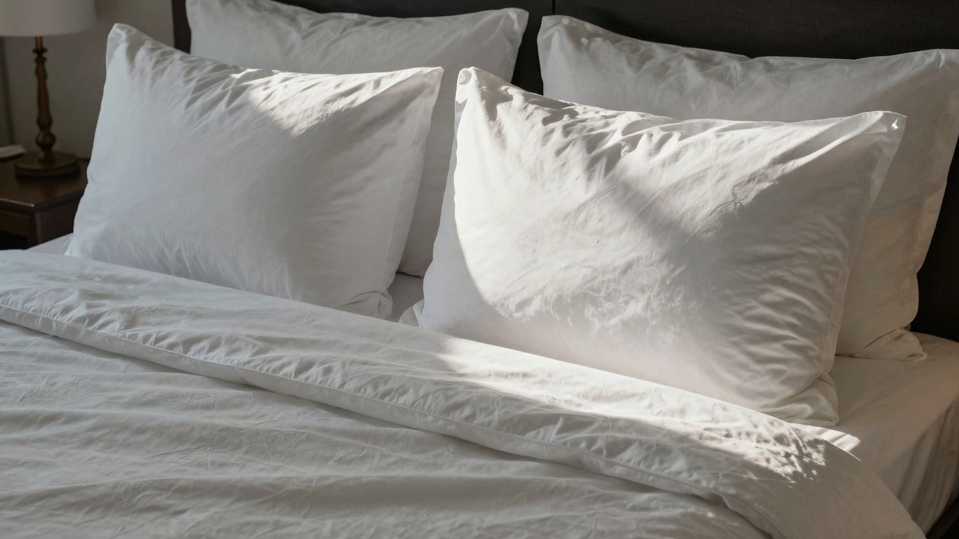 Crisp white hotel-quality sheets on a neatly made bed.
