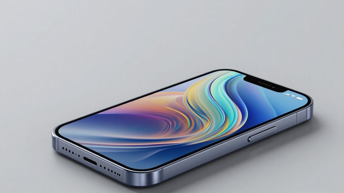 Celular moderno com tela vibrante e design futurista.