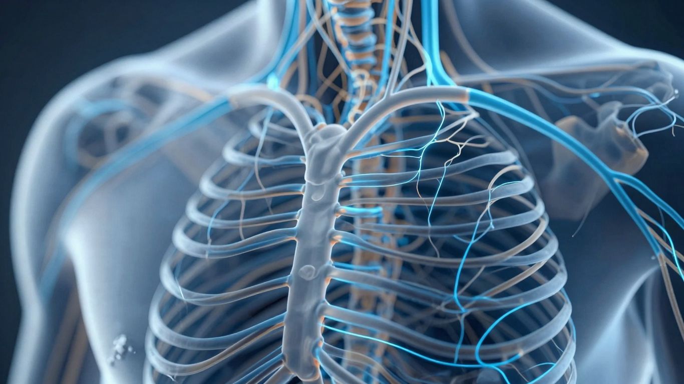 Human nervous system with highlighted nerves