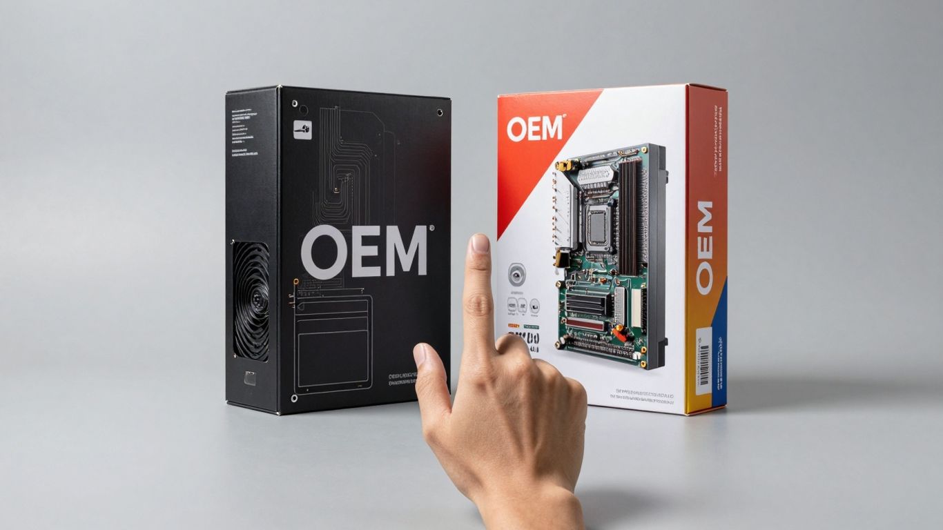 Caja OEM vs caja retail de componentes de PC.