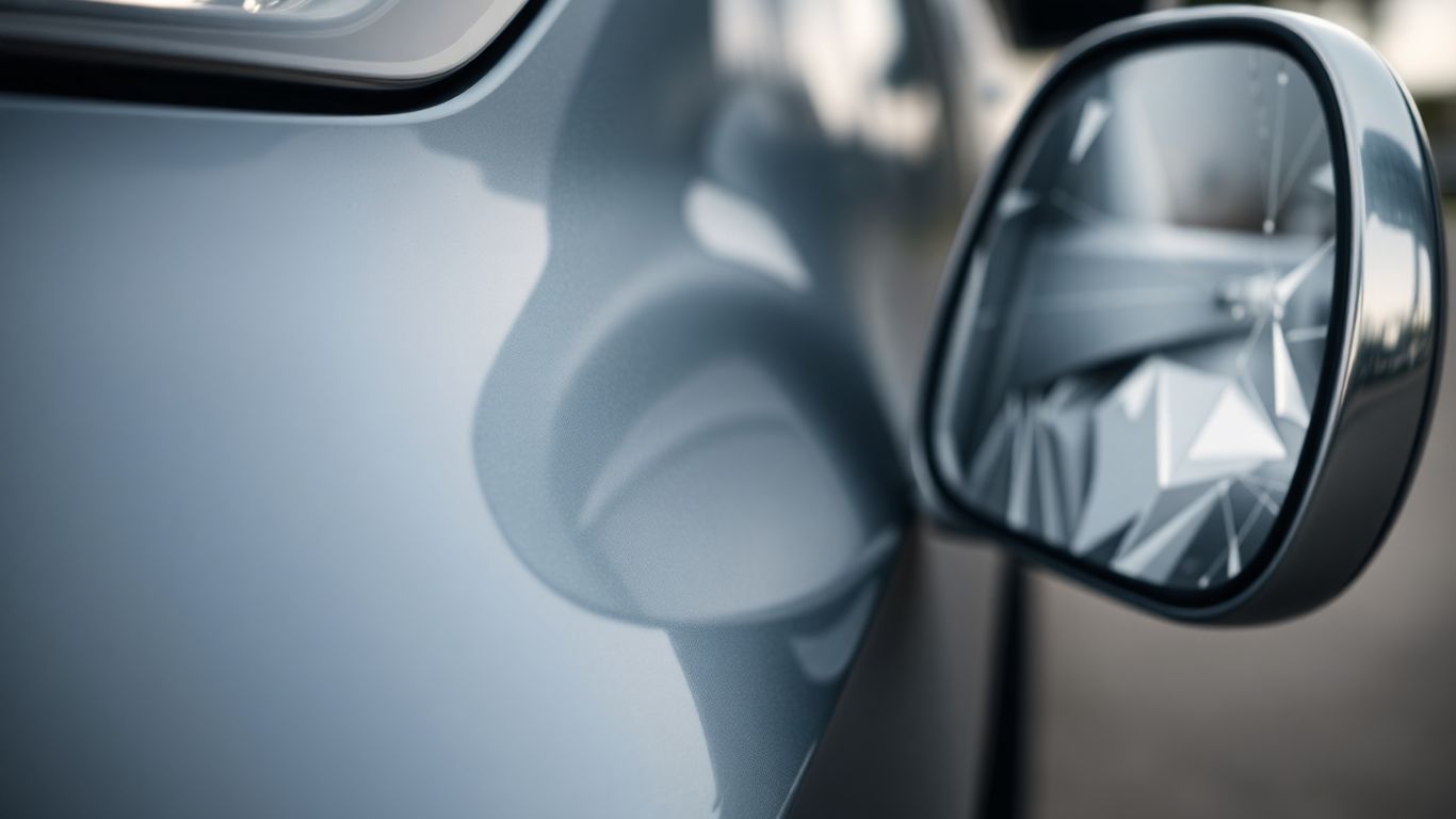 Auto mit Kratzern und beschädigtem Spiegel