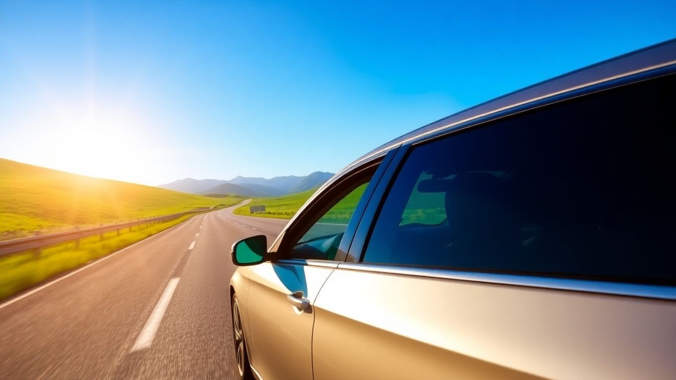 Car on scenic highway to Mount Abu