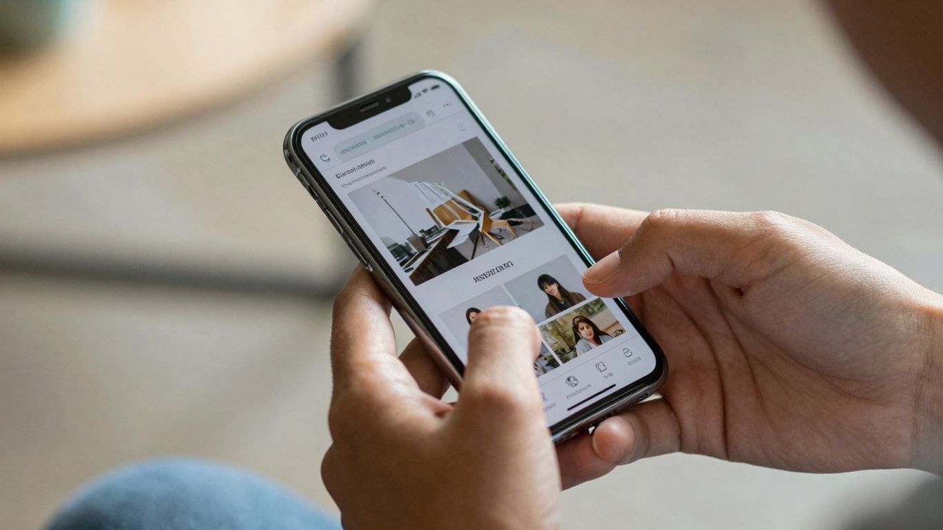 Personne utilisant un site web sur son téléphone portable.