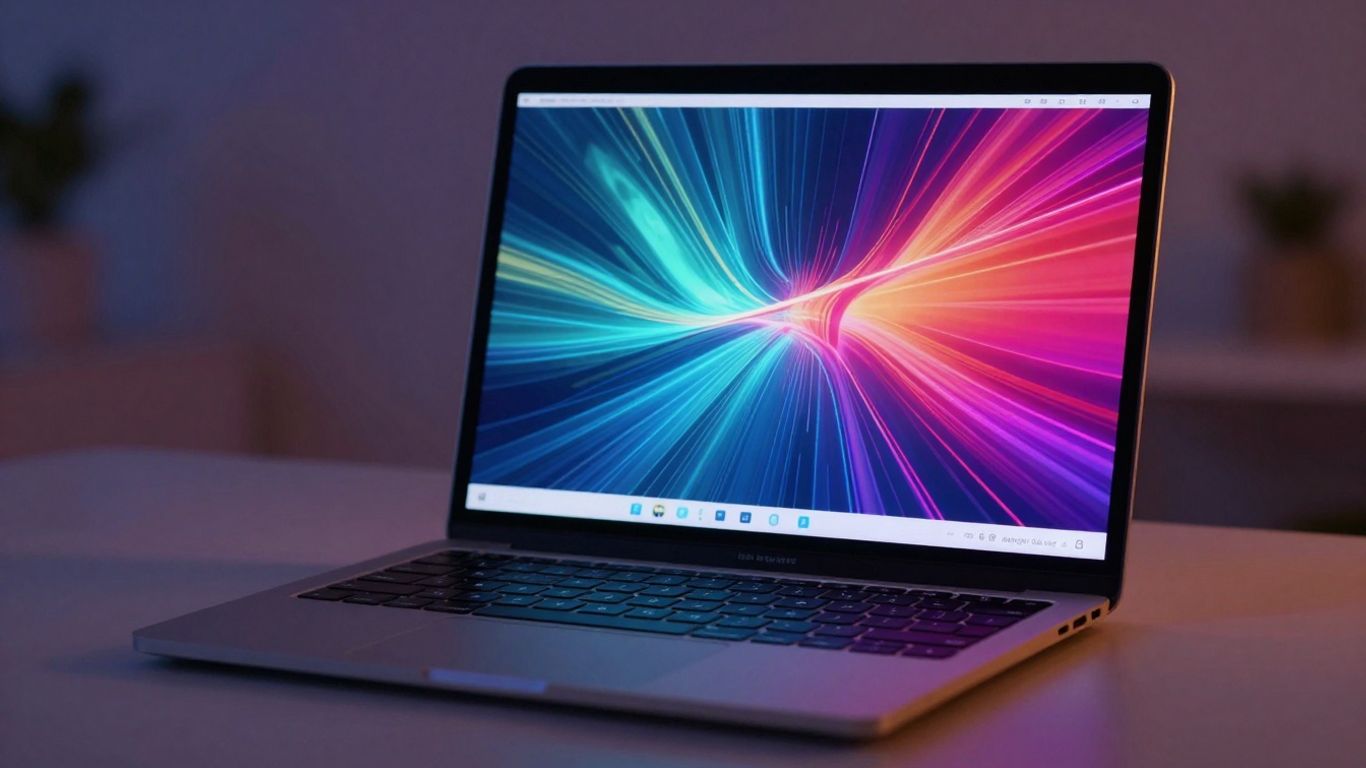 Laptop screen with AI writing tool interface.