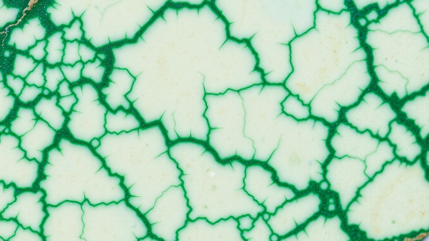 Polished variscite stone with green and blue veins.