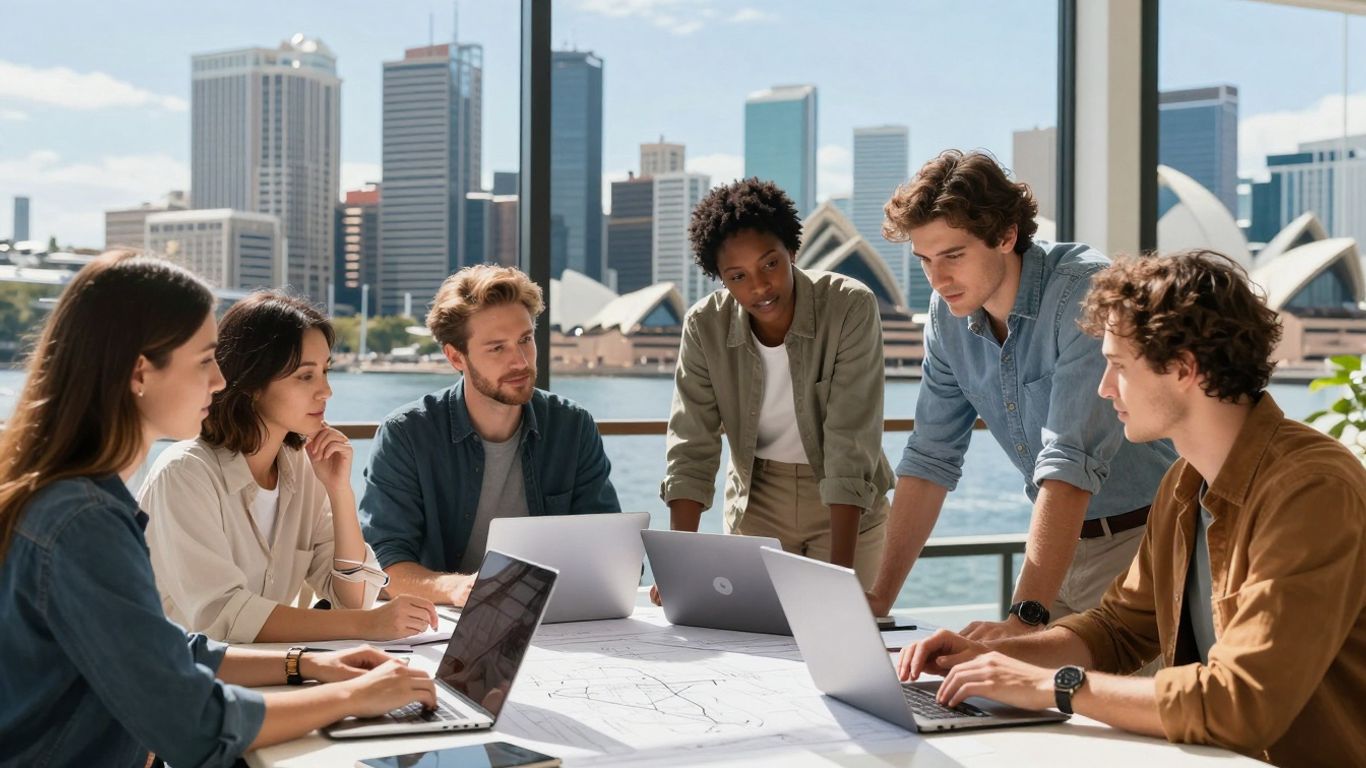 Small business owners planning in Sydney, NSW.