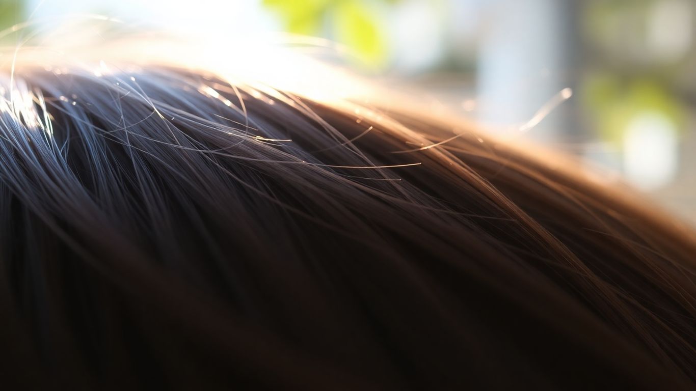 Cabelo saudável e brilhante com luz do sol.