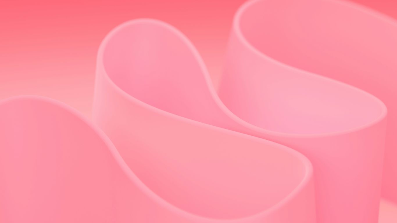 Three pink vases sitting next to each other on a pink background