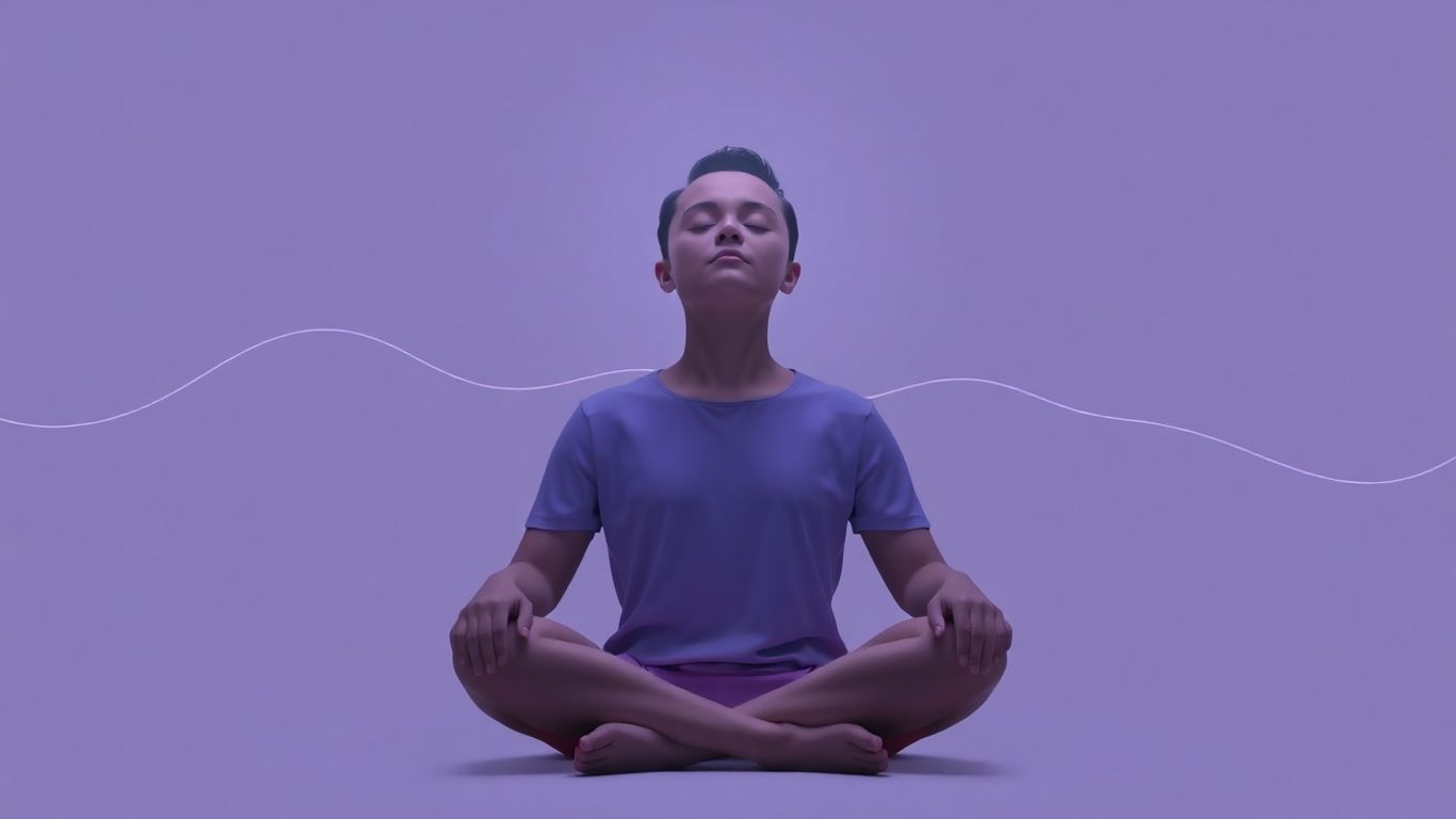 Person relaxing, brain glowing, enhanced focus