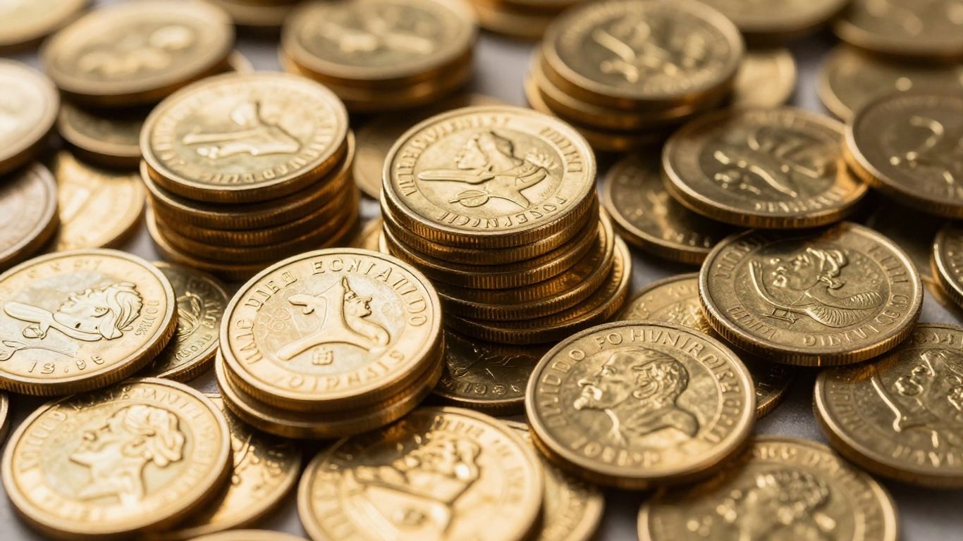 閃亮的金條和金幣。
