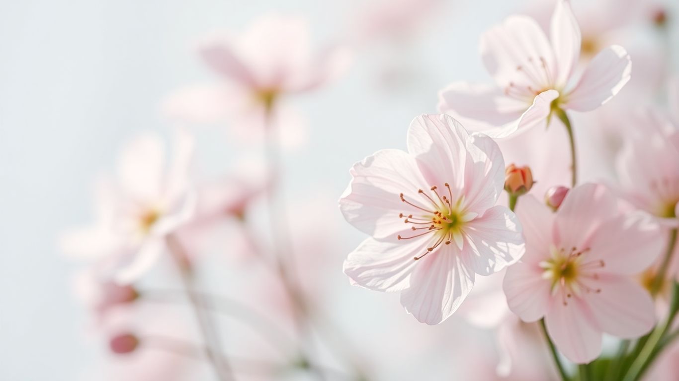 Blühende Blumen in Pastelltönen