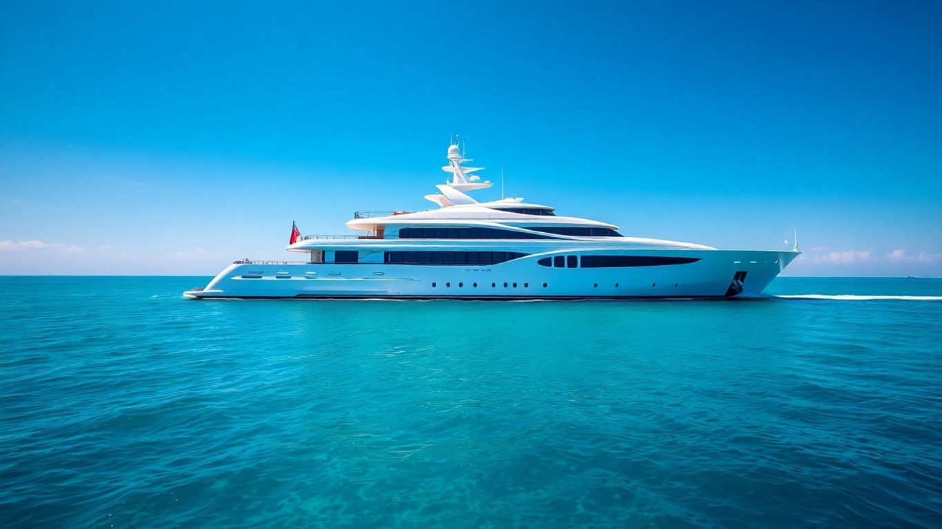 Superyacht Katina sailing on a clear blue sea.