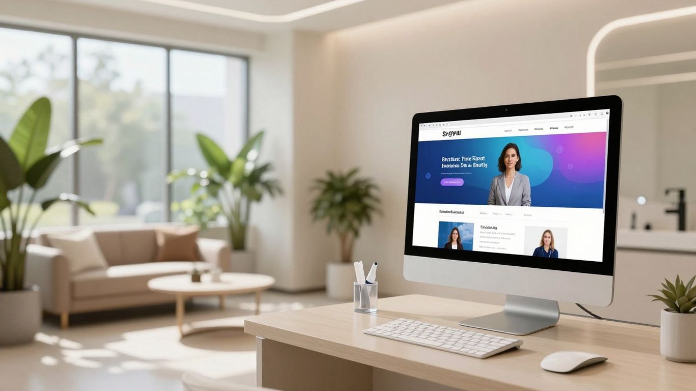 Modern med spa website design on a computer screen.