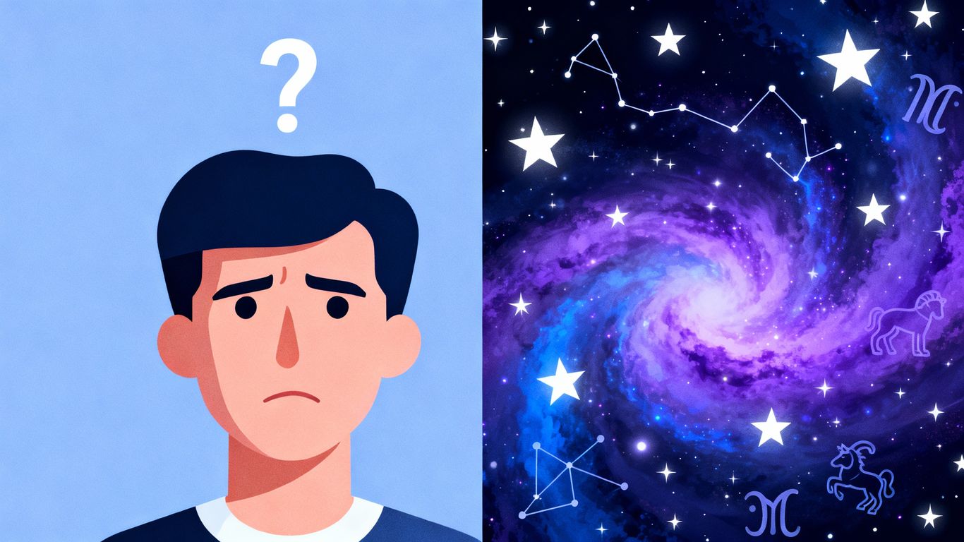 Skepticism meets celestial imagery in astrology debunking.