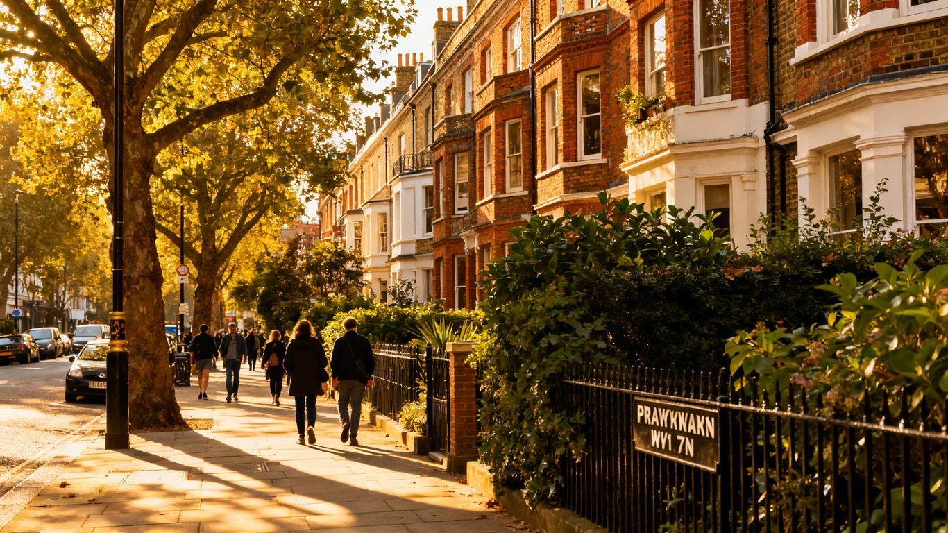 Street view of Parkway area, NW1 7AN, London.