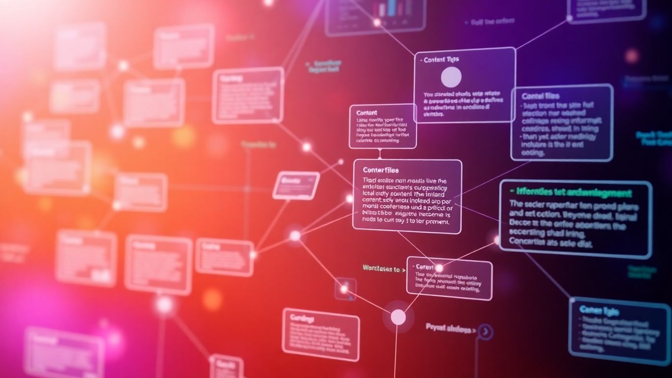 Interconnected content blocks and data streams on a digital interface.