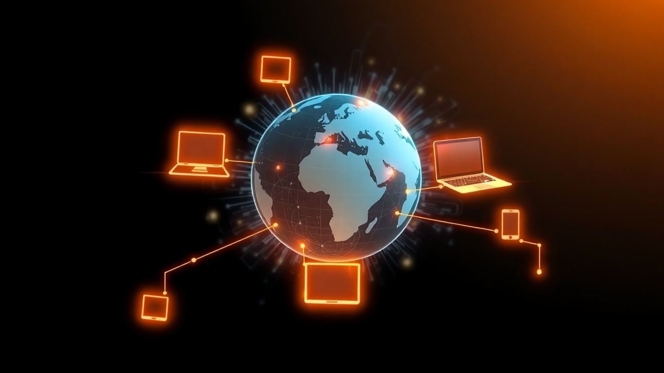 Infographic of connected devices for remote IT support.