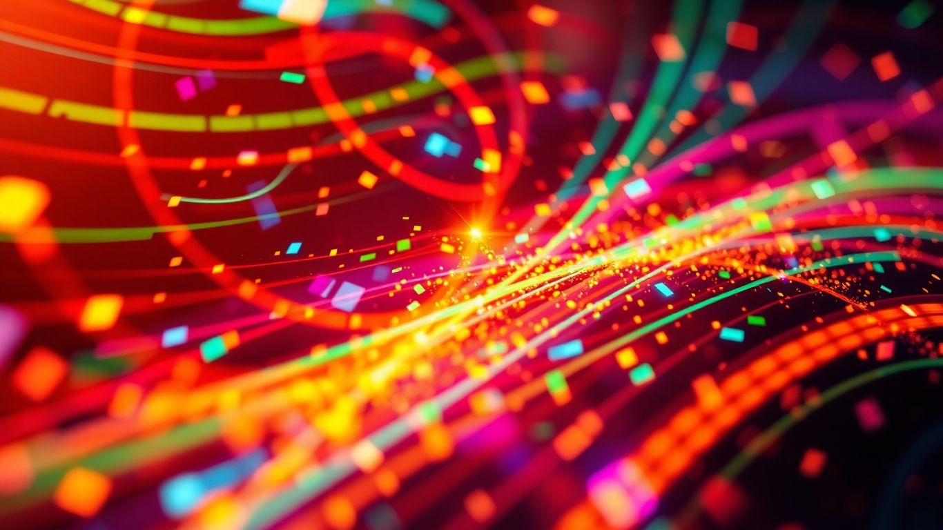 Abstract digital data streams with bright colors.