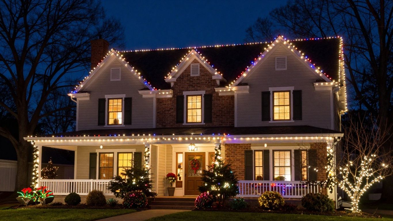 Glen Carbon house with professional Christmas lights installation.