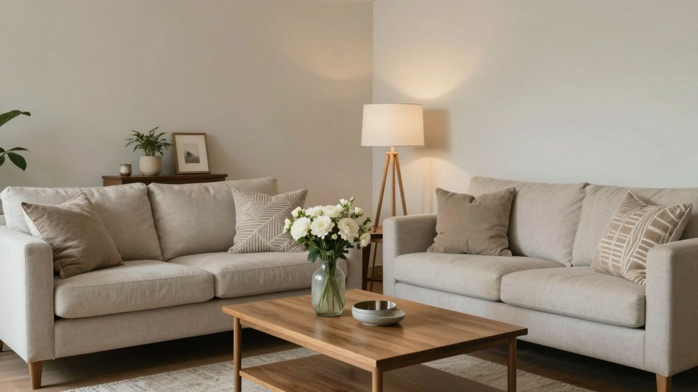 Cozy Airbnb living room with essential furnishings.