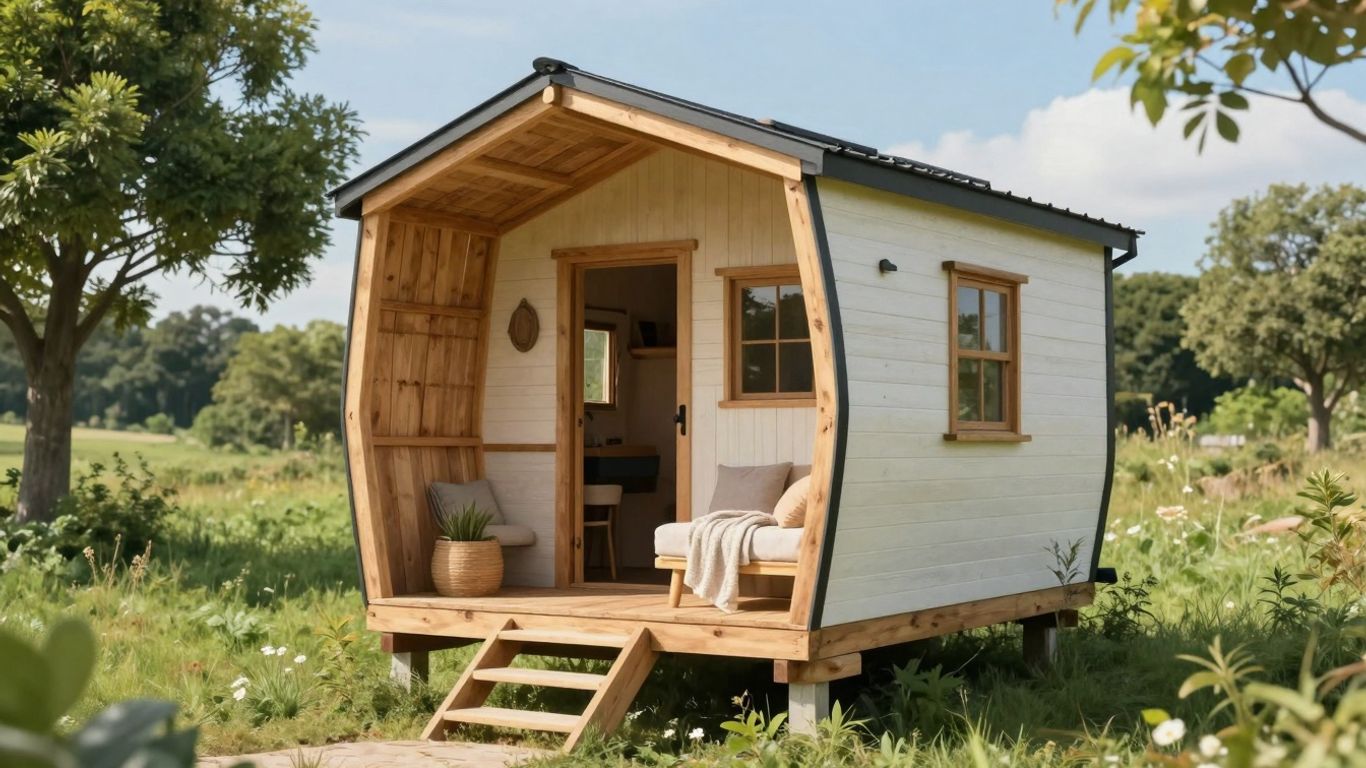 Custom-built tiny home in a natural setting.