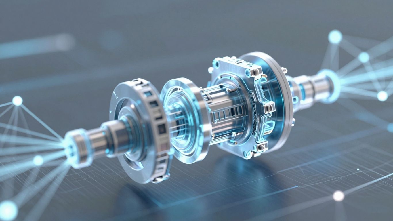 3D model with glowing network nodes