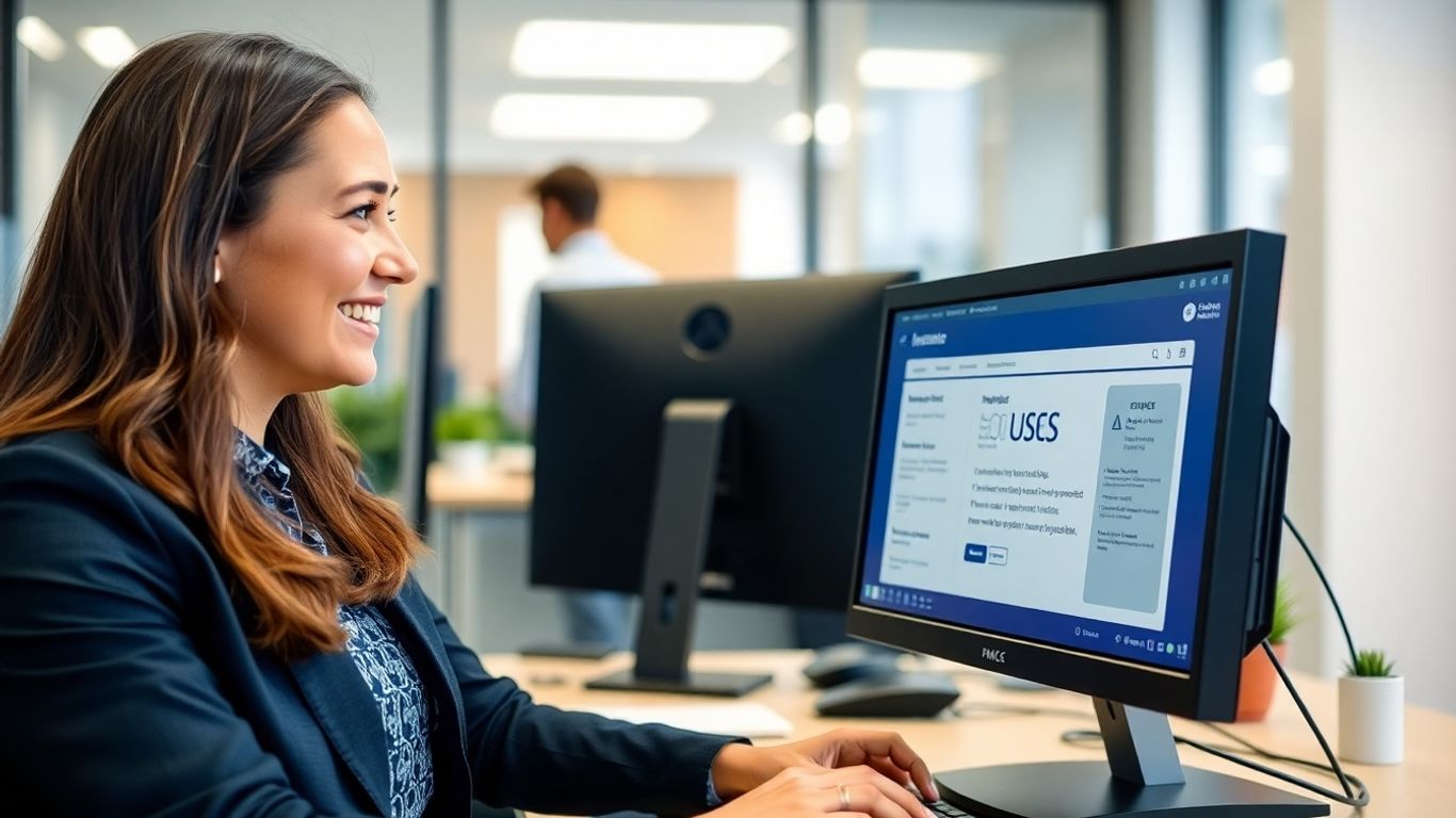 Persona interactuando con pantalla de seguros.