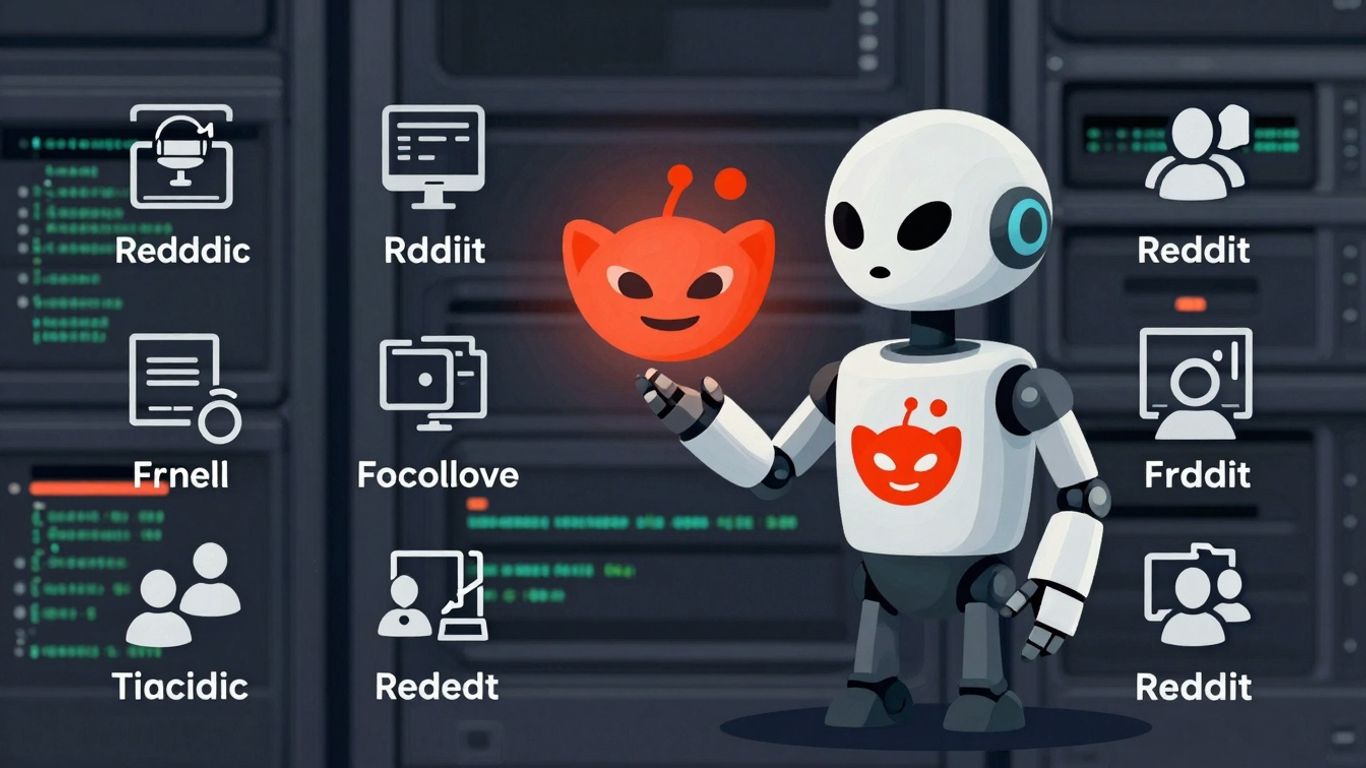 n8n robot and Reddit alien infographic