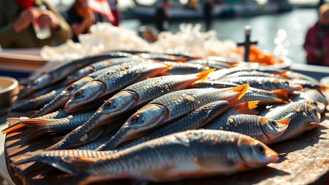 Fresh herring at the Hollandse Nieuwe celebration.