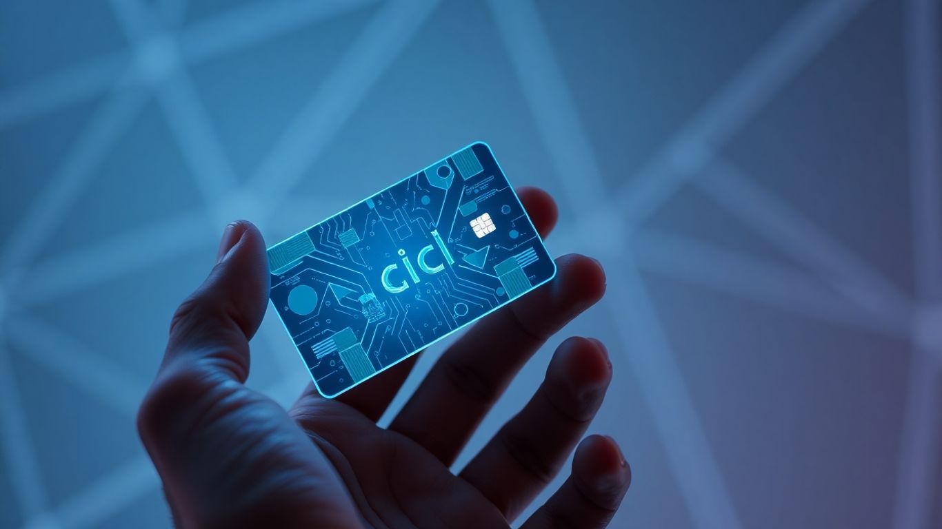 Hand holding a glowing AI access keycard.