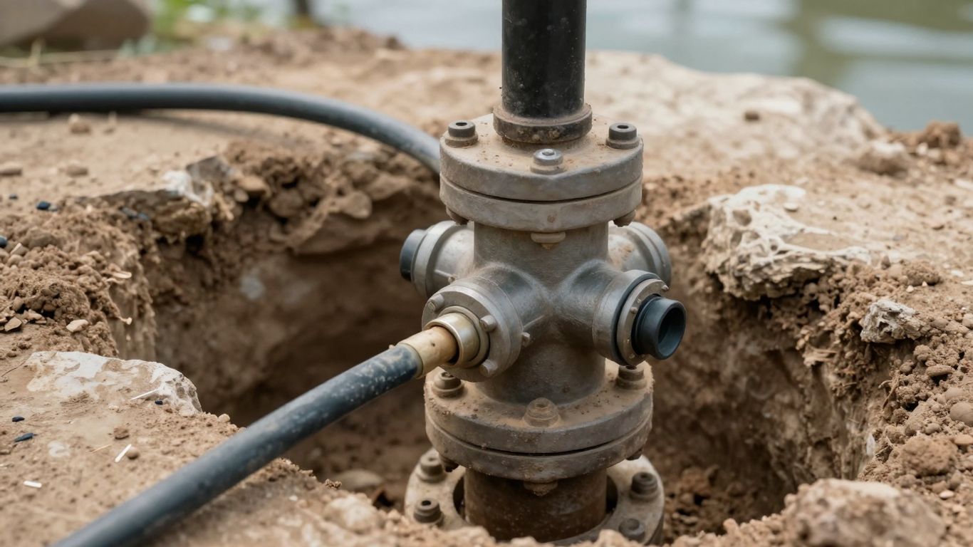 Well seal and pump components in a natural setting.