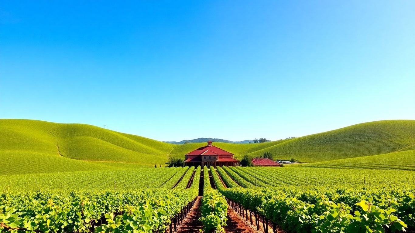 Vineyard landscape with winery in Hunter Valley